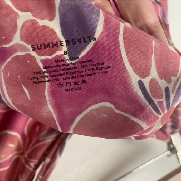 Summersalt RARE The Sidestroke Pink Watercolor Floral One Piece Size 8 - Picture 7 of 7
